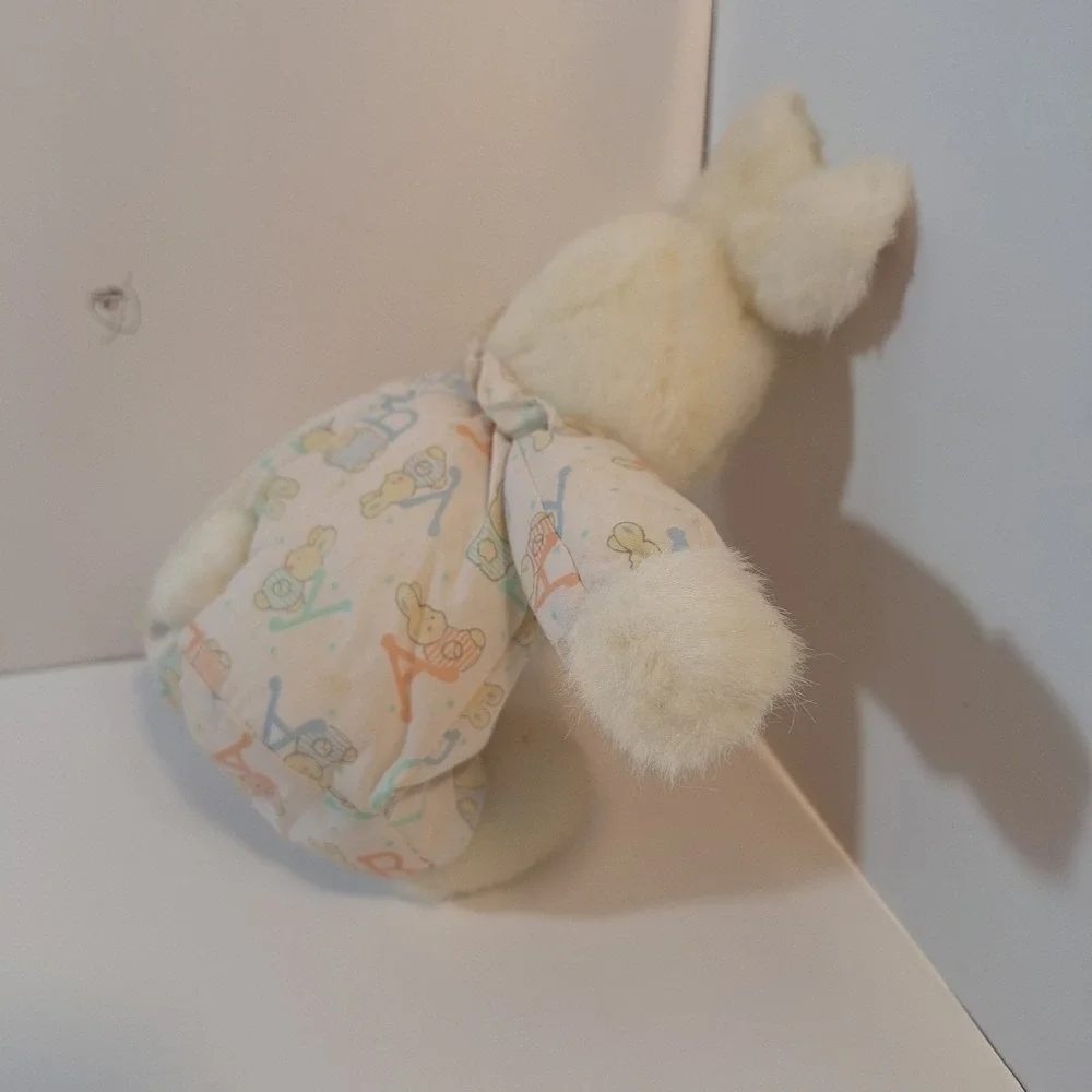 Carters Prestige Bunny Rabbit Plush Baby outfit‎ PJs lovey rattle white 12